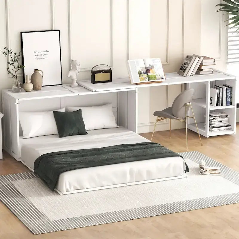Lit escamotable Queen Size avec bureau rotatif
