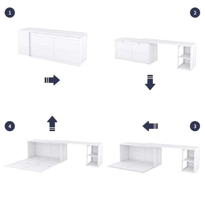 Lit escamotable Queen Size avec bureau rotatif