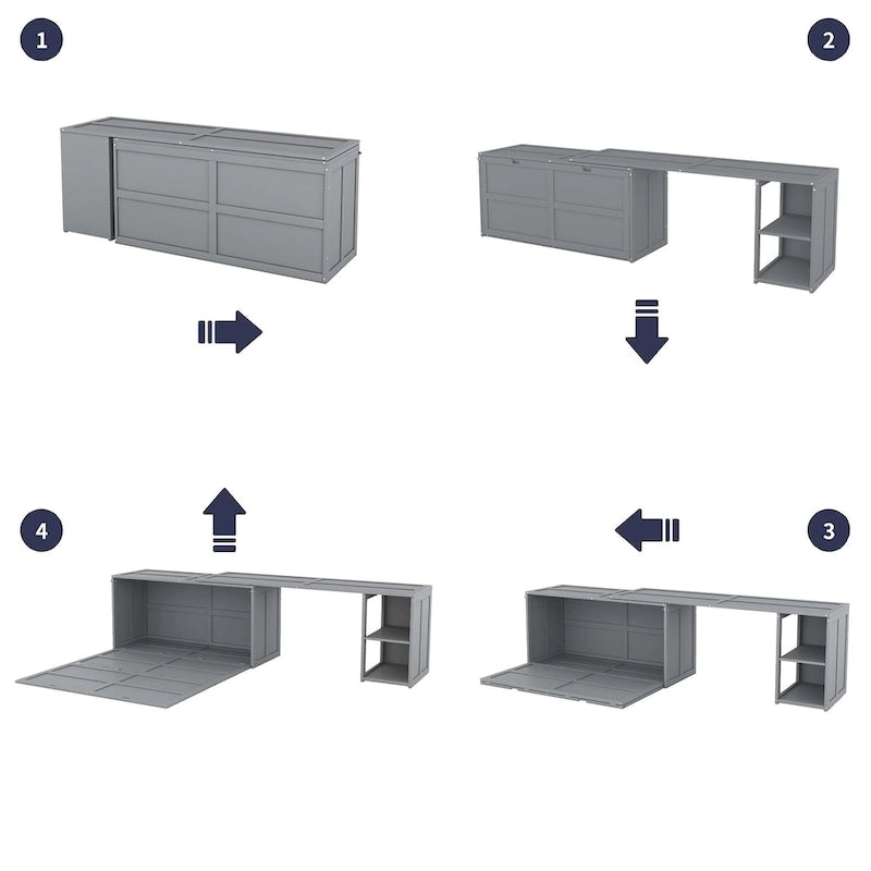 Lit escamotable Queen Size avec bureau rotatif