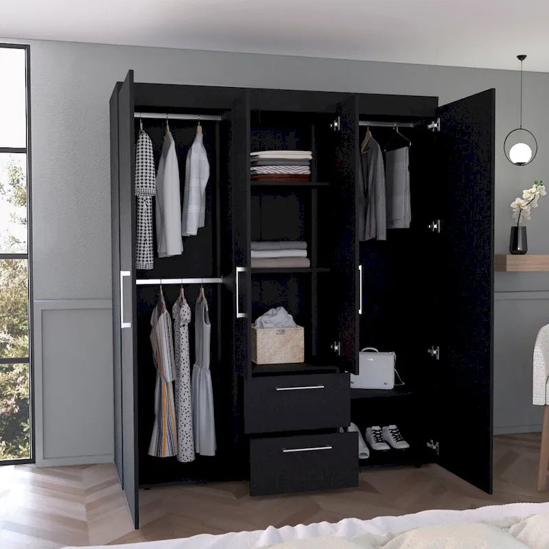 Armoire Bariloche avec tringles, étagères et 2 tiroirs