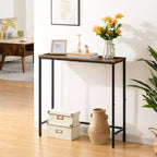 Console étroite de 75 cm, petite table d'entrée/desserte de canapé, table de couloir marron rustique et noire