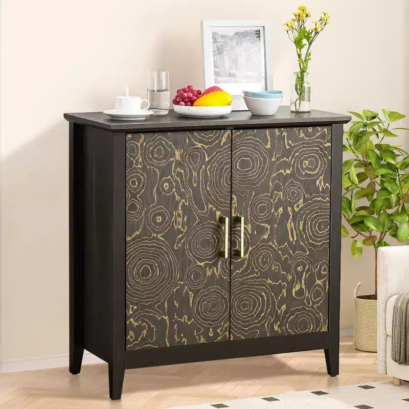 Meuble d'appoint à 2 portes avec étagère réglable, buffet avec pieds en bois, meuble de rangement décoratif pour salon, chambre à coucher, entrée