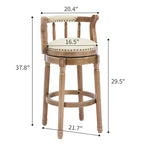 Tabourets de bar pivotants à 360 degrés en bois massif, hauteur d'assise 75 cm, en cuir