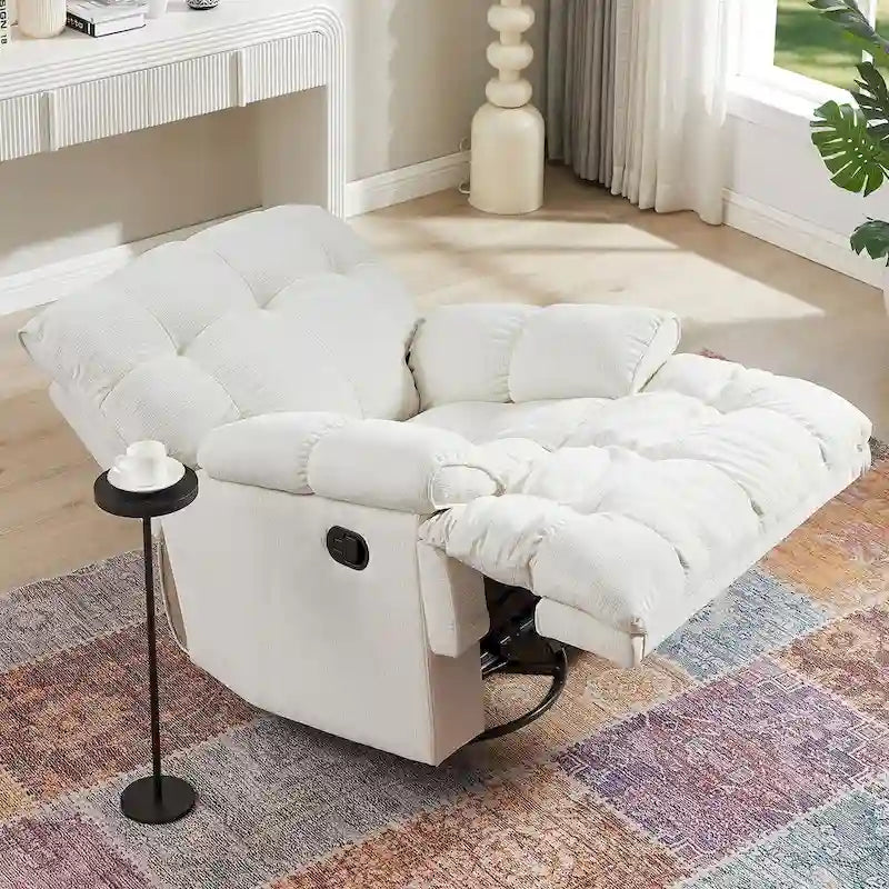 Fauteuil inclinable pivotant à 360 degrés en tissu robuste pour salon