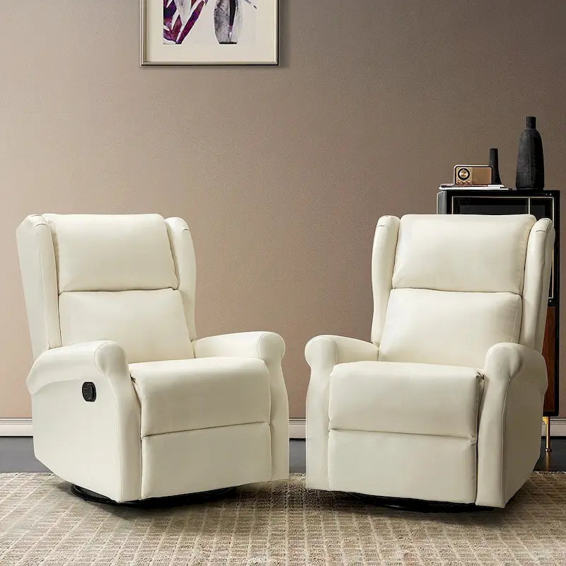 Fauteuil inclinable pivotant en similicuir Baksoho pour chambre d'enfant avec base en métal, ensemble de 2 par HULALA HOME
