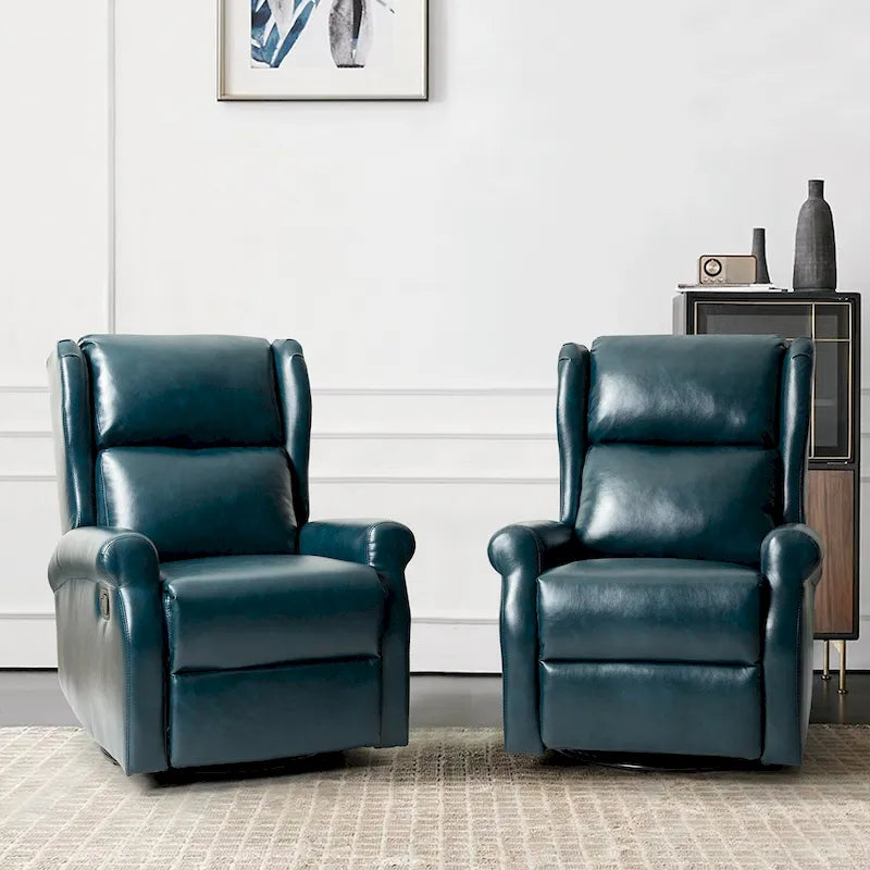 Fauteuil inclinable pivotant en similicuir Baksoho pour chambre d'enfant avec base en métal, ensemble de 2 par HULALA HOME