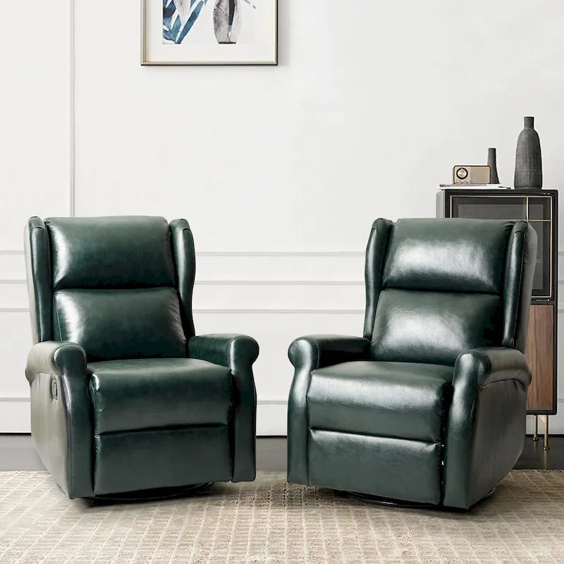 Fauteuil inclinable pivotant en similicuir Baksoho pour chambre d'enfant avec base en métal, ensemble de 2 par HULALA HOME