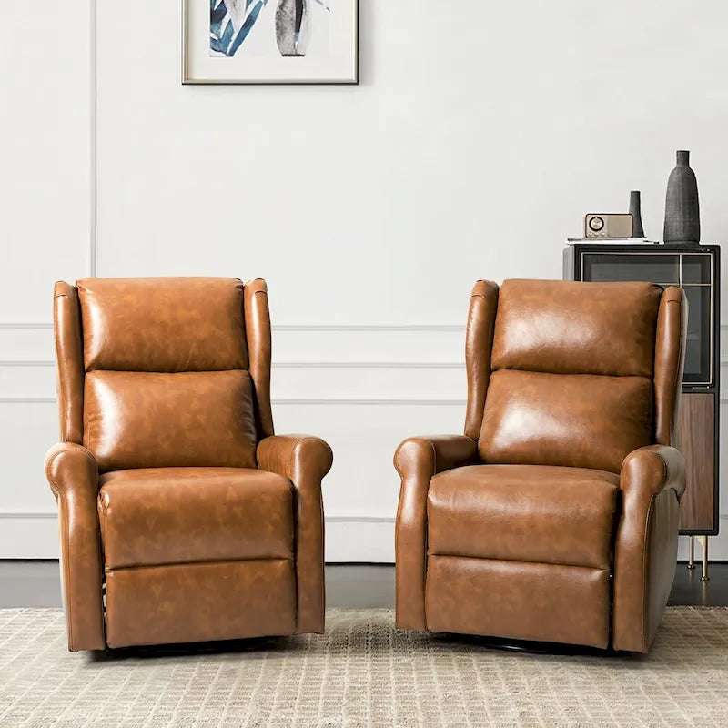 Fauteuil inclinable pivotant en similicuir Baksoho pour chambre d'enfant avec base en métal, ensemble de 2 par HULALA HOME