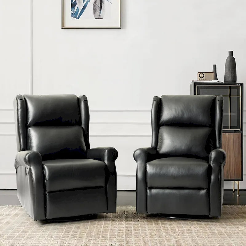 Fauteuil inclinable pivotant en similicuir Baksoho pour chambre d'enfant avec base en métal, ensemble de 2 par HULALA HOME