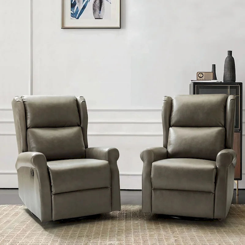 Fauteuil inclinable pivotant en similicuir Baksoho pour chambre d'enfant avec base en métal, ensemble de 2 par HULALA HOME