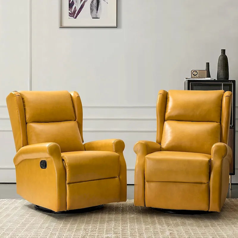 Fauteuil inclinable pivotant en similicuir Baksoho pour chambre d'enfant avec base en métal, ensemble de 2 par HULALA HOME