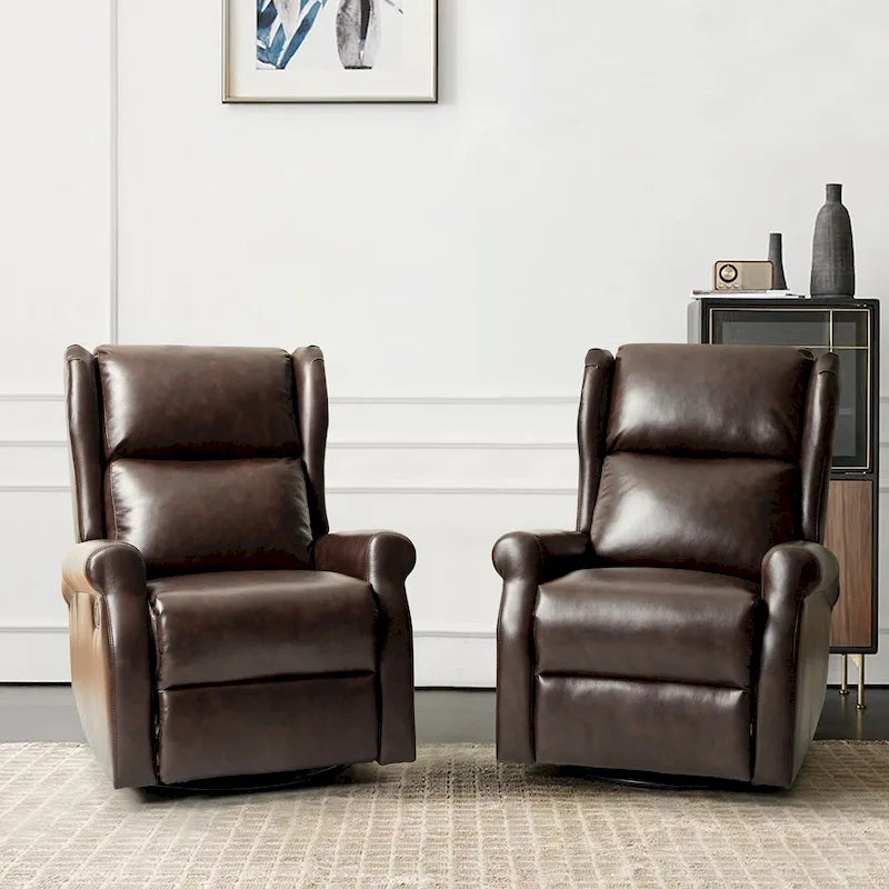 Fauteuil inclinable pivotant en similicuir Baksoho pour chambre d'enfant avec base en métal, ensemble de 2 par HULALA HOME