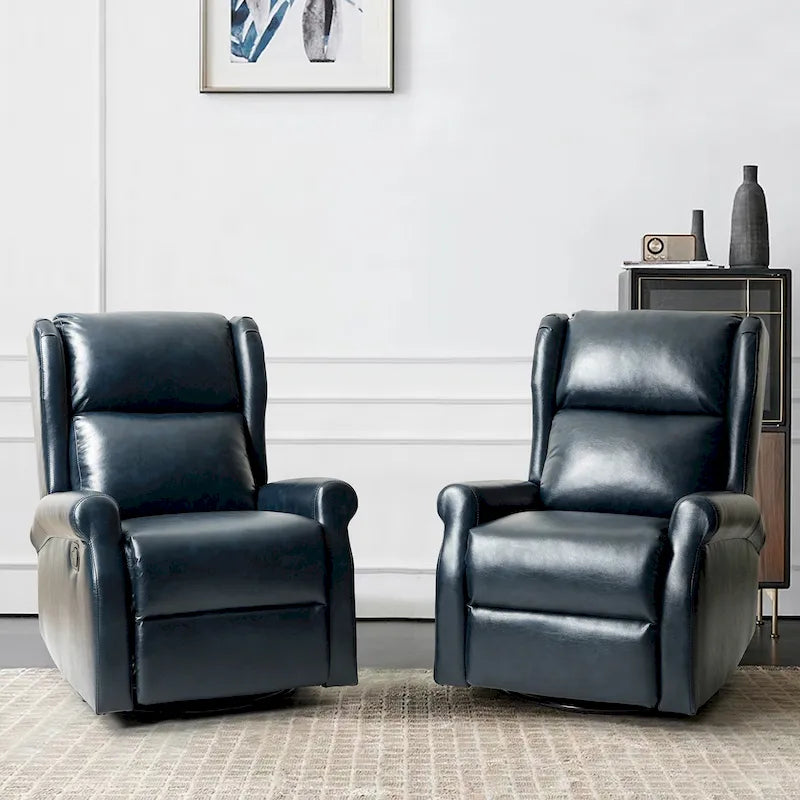 Fauteuil inclinable pivotant en similicuir Baksoho pour chambre d'enfant avec base en métal, ensemble de 2 par HULALA HOME