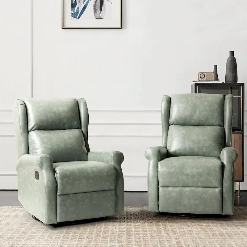 Fauteuil inclinable pivotant en similicuir Baksoho pour chambre d'enfant avec base en métal, ensemble de 2 par HULALA HOME