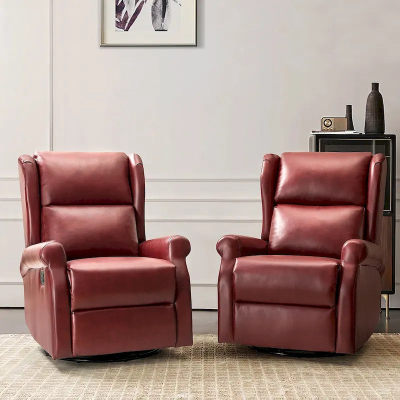 Fauteuil inclinable pivotant en similicuir Baksoho pour chambre d'enfant avec base en métal, ensemble de 2 par HULALA HOME