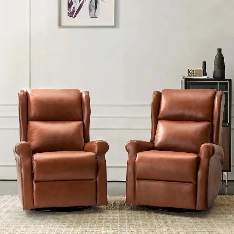 Fauteuil inclinable pivotant en similicuir Baksoho pour chambre d'enfant avec base en métal, ensemble de 2 par HULALA HOME