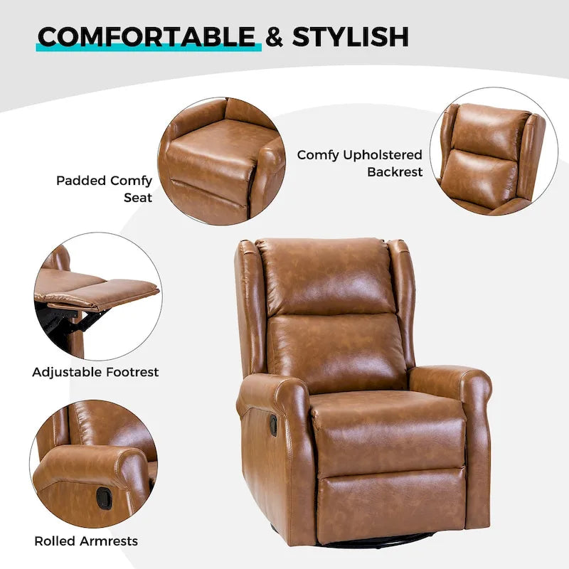 Fauteuil inclinable pivotant en similicuir Baksoho pour chambre d'enfant avec base en métal, ensemble de 2 par HULALA HOME