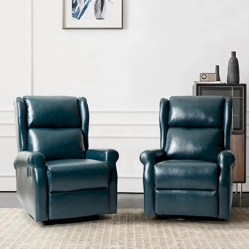 Fauteuil inclinable pivotant en similicuir Baksoho pour chambre d'enfant avec base en métal, ensemble de 2 par HULALA HOME