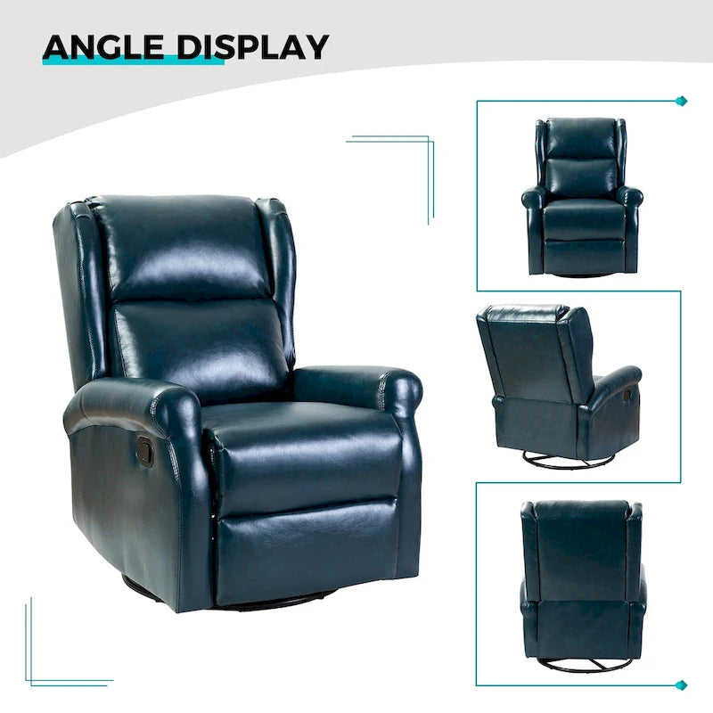 Fauteuil inclinable pivotant en similicuir Baksoho pour chambre d'enfant avec base en métal, ensemble de 2 par HULALA HOME