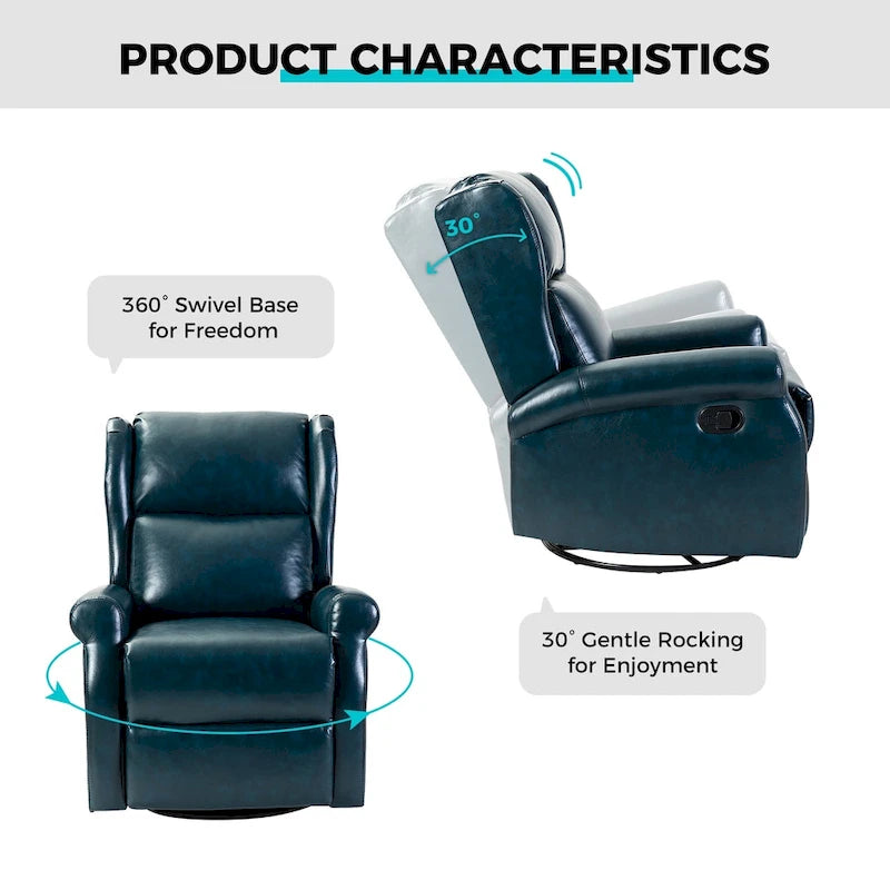 Fauteuil inclinable pivotant en similicuir Baksoho pour chambre d'enfant avec base en métal, ensemble de 2 par HULALA HOME