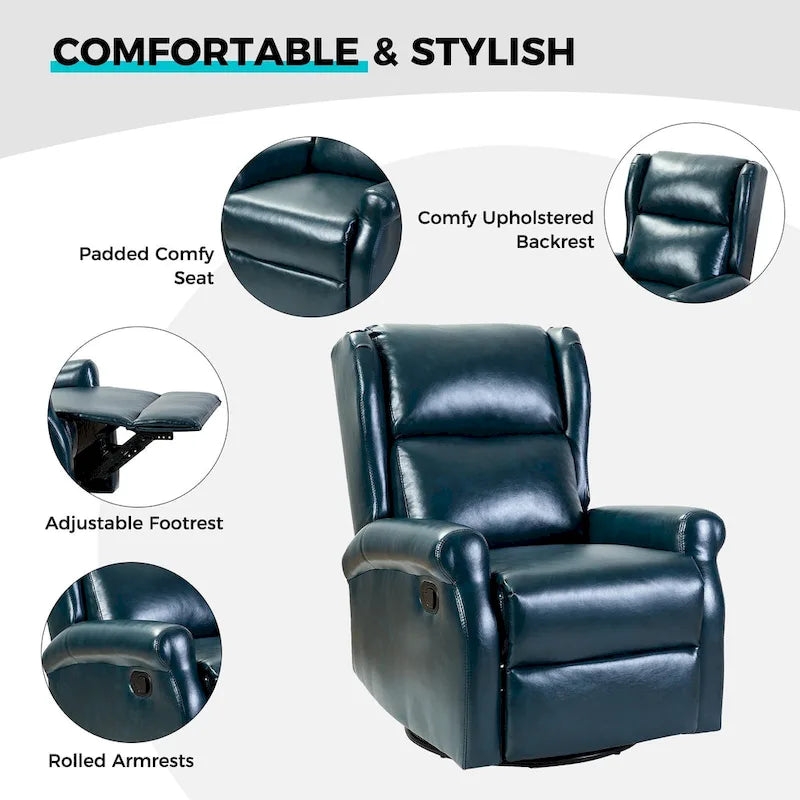 Fauteuil inclinable pivotant en similicuir Baksoho pour chambre d'enfant avec base en métal, ensemble de 2 par HULALA HOME
