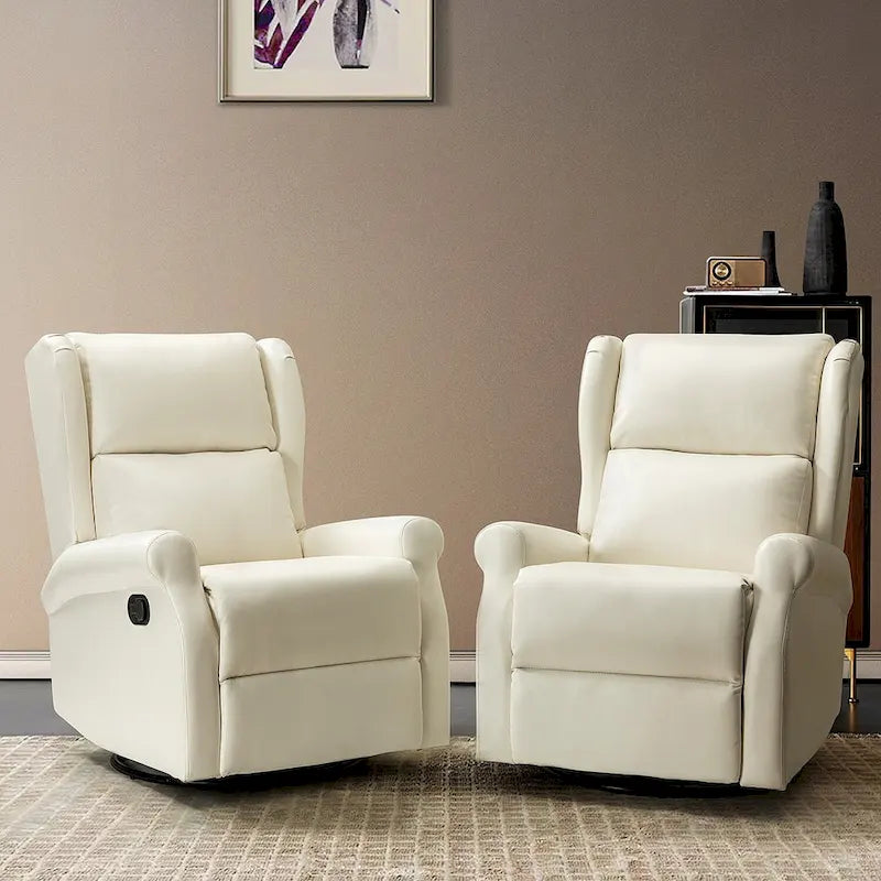 Fauteuil inclinable pivotant en similicuir Baksoho pour chambre d'enfant avec base en métal, ensemble de 2 par HULALA HOME