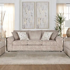 Ensemble canapé, causeuse et pouf en velours côtelé Nason Wide Wale de Roundhill Furniture