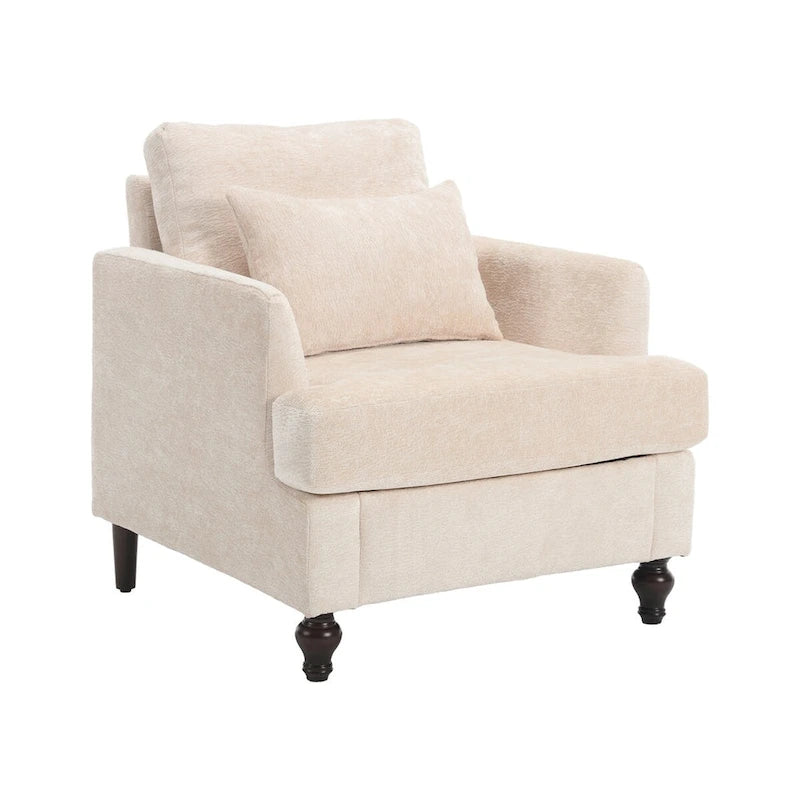 Fauteuil individuel en chenille, Fauteuil d'appoint rembourré avec coussin moelleux, Fauteuil de lecture moderne du milieu du siècle