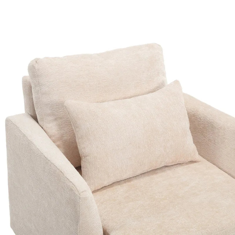 Fauteuil individuel en chenille, Fauteuil d'appoint rembourré avec coussin moelleux, Fauteuil de lecture moderne du milieu du siècle