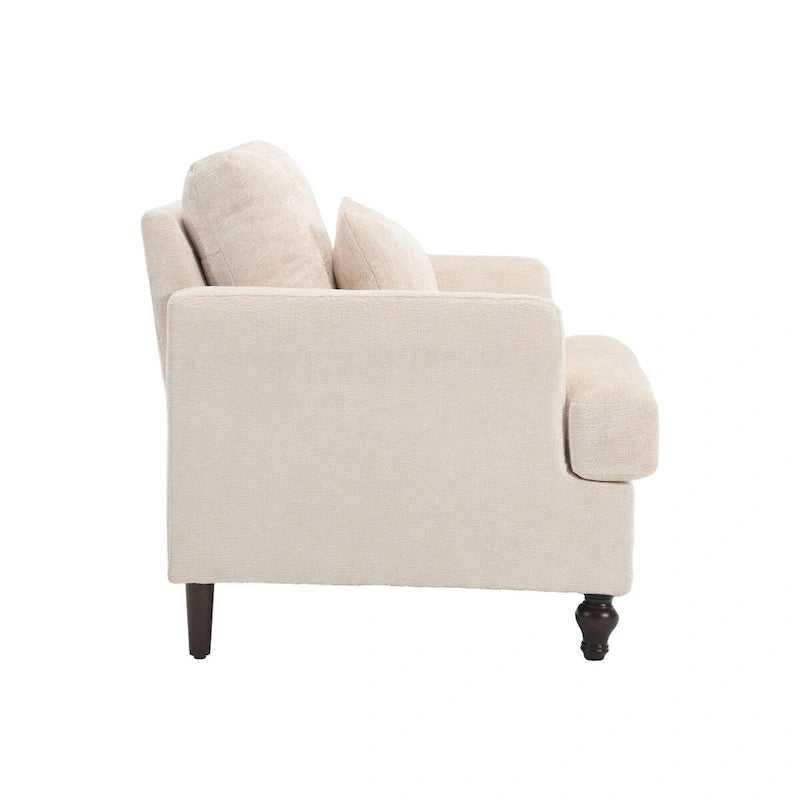 Fauteuil individuel en chenille, Fauteuil d'appoint rembourré avec coussin moelleux, Fauteuil de lecture moderne du milieu du siècle