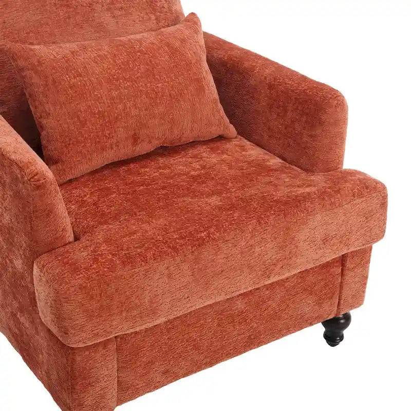 Fauteuil individuel en chenille, Fauteuil d'appoint rembourré avec coussin moelleux, Fauteuil de lecture moderne du milieu du siècle