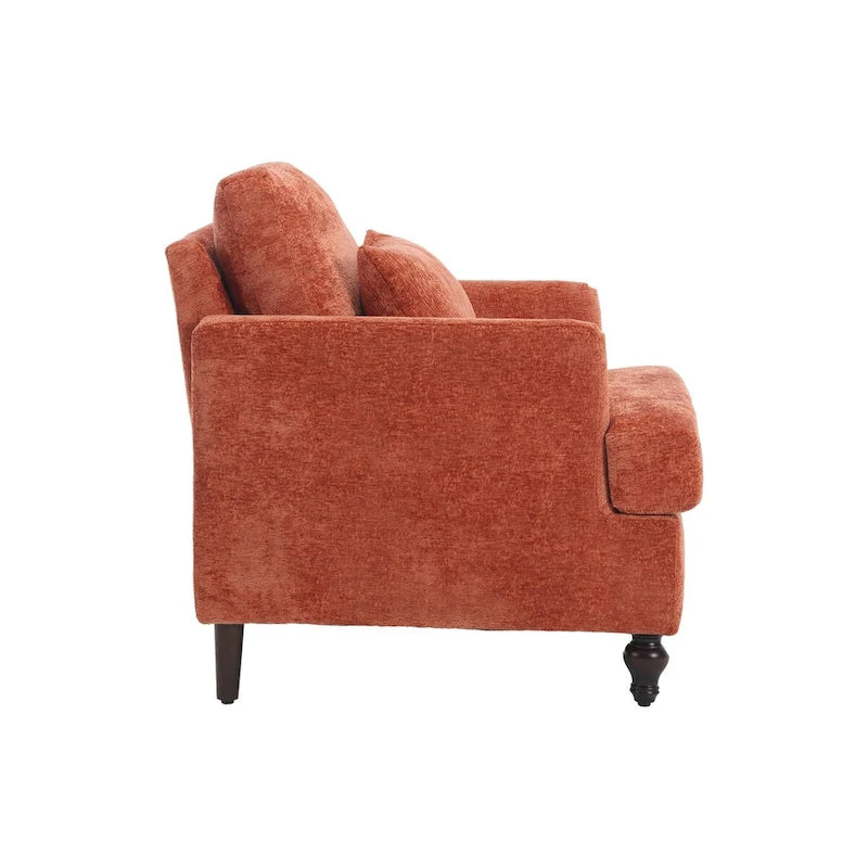 Fauteuil individuel en chenille, Fauteuil d'appoint rembourré avec coussin moelleux, Fauteuil de lecture moderne du milieu du siècle