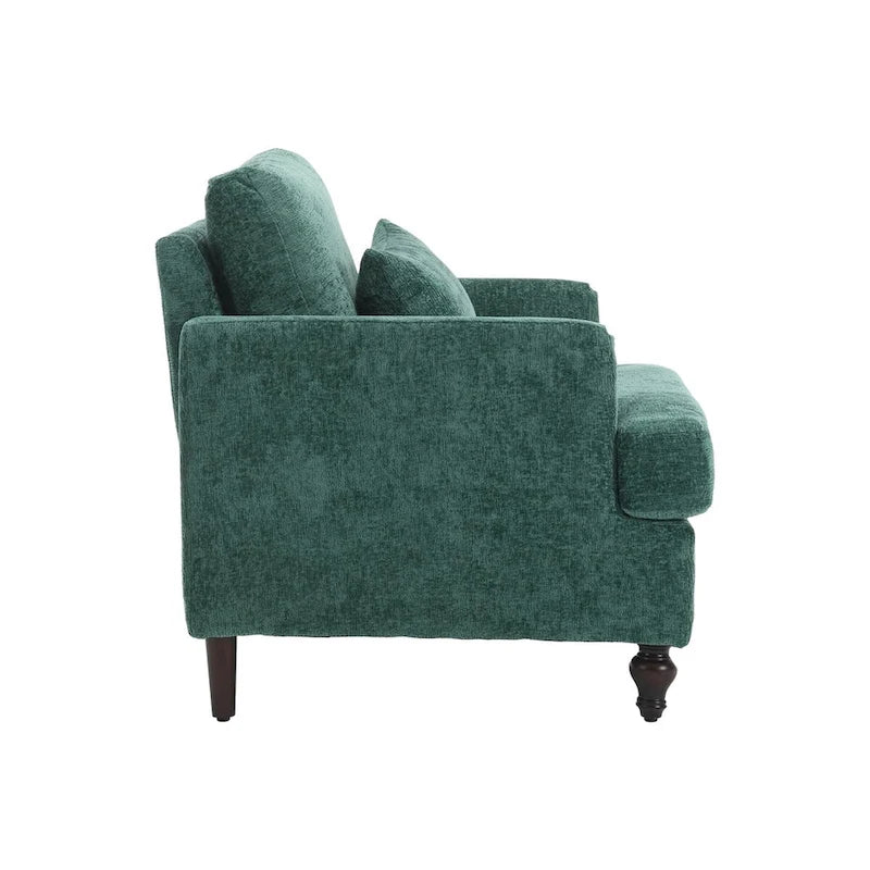 Fauteuil individuel en chenille, Fauteuil d'appoint rembourré avec coussin moelleux, Fauteuil de lecture moderne du milieu du siècle