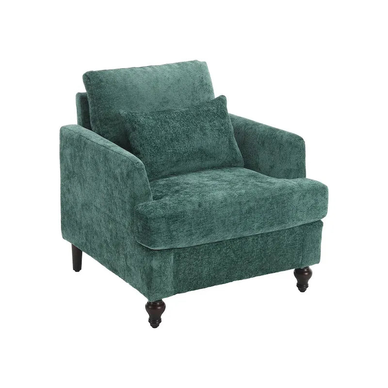 Fauteuil individuel en chenille, Fauteuil d'appoint rembourré avec coussin moelleux, Fauteuil de lecture moderne du milieu du siècle