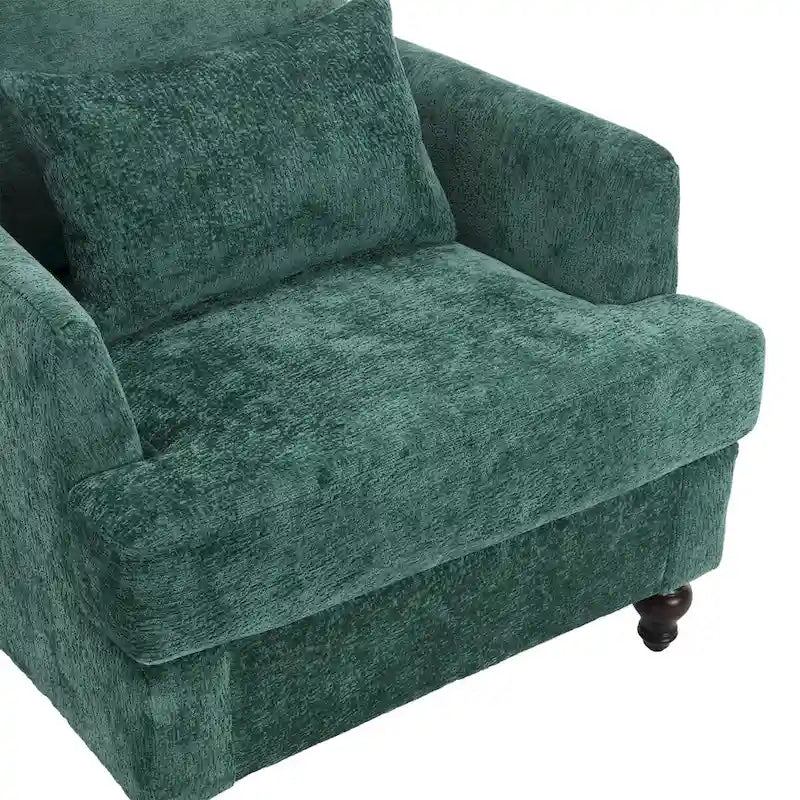 Fauteuil individuel en chenille, Fauteuil d'appoint rembourré avec coussin moelleux, Fauteuil de lecture moderne du milieu du siècle