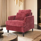 Fauteuil individuel en chenille, Fauteuil d'appoint rembourré avec coussin moelleux, Fauteuil de lecture moderne du milieu du siècle
