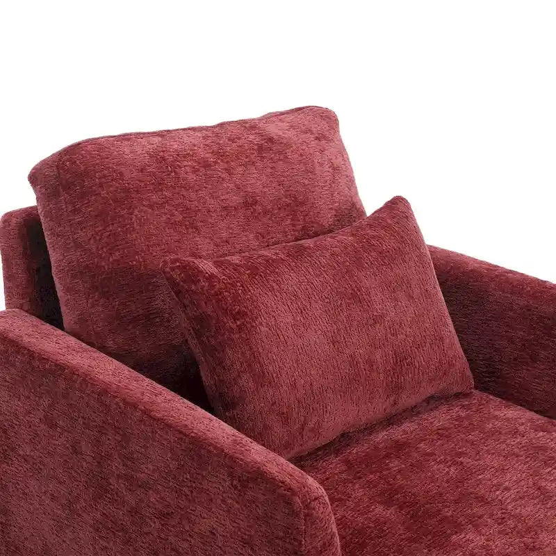 Fauteuil individuel en chenille, Fauteuil d'appoint rembourré avec coussin moelleux, Fauteuil de lecture moderne du milieu du siècle