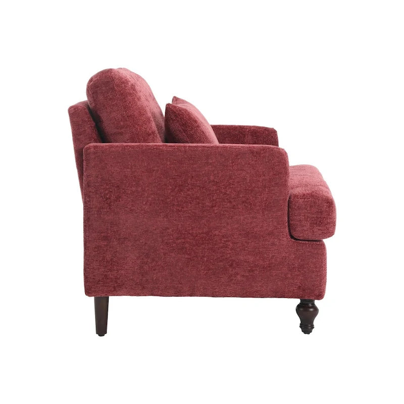 Fauteuil individuel en chenille, Fauteuil d'appoint rembourré avec coussin moelleux, Fauteuil de lecture moderne du milieu du siècle
