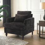 Fauteuil individuel en chenille, Fauteuil d'appoint rembourré avec coussin moelleux, Fauteuil de lecture moderne du milieu du siècle