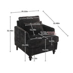 Fauteuil individuel en chenille, Fauteuil d'appoint rembourré avec coussin moelleux, Fauteuil de lecture moderne du milieu du siècle