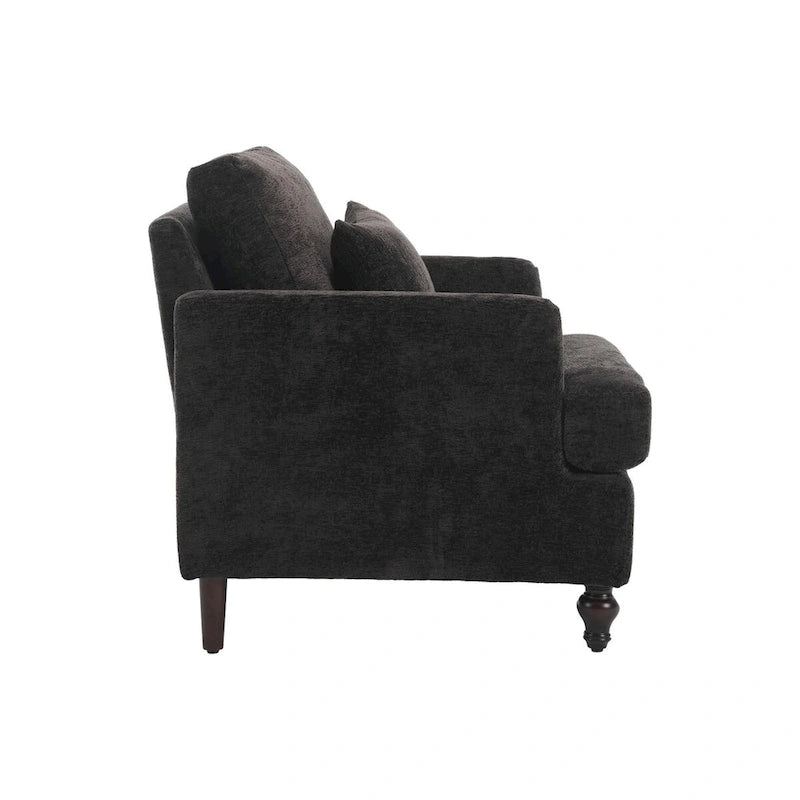 Fauteuil individuel en chenille, Fauteuil d'appoint rembourré avec coussin moelleux, Fauteuil de lecture moderne du milieu du siècle