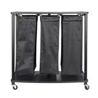 Centre de lessive à 3 sacs, Tablettes en stratifié lisse, Cadre en acier robuste, Barre de suspension, Options de pieds à roulettes et fixes