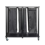 Centre de lessive à 3 sacs, Tablettes en stratifié lisse, Cadre en acier robuste, Barre de suspension, Options de pieds à roulettes et fixes