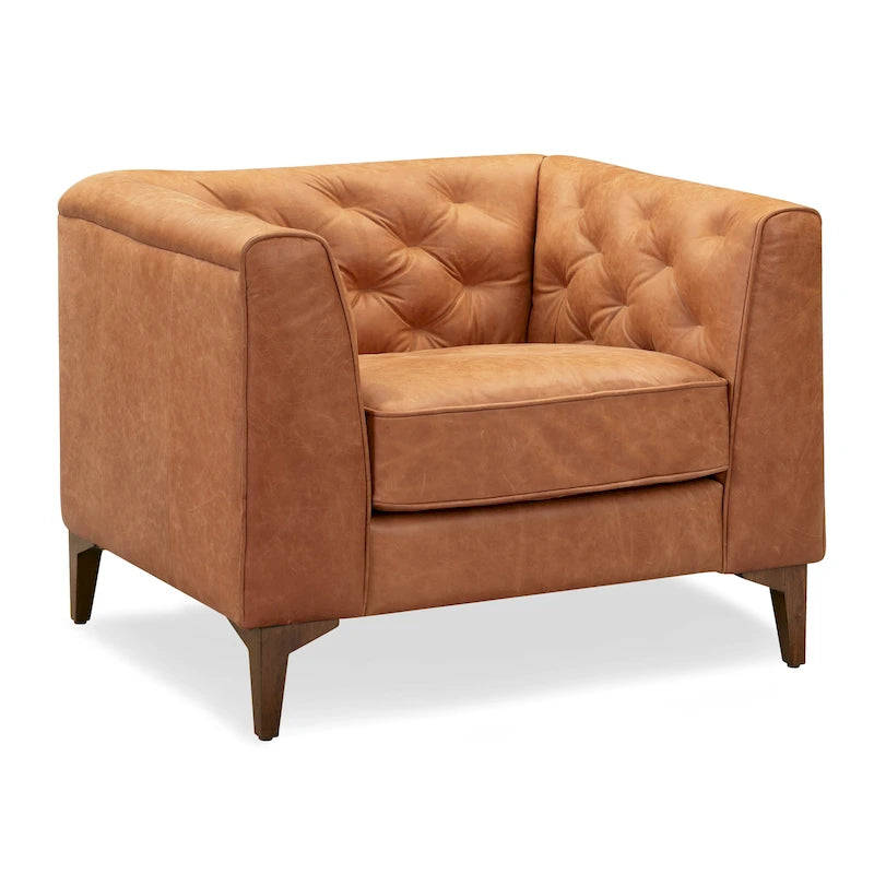 Fauteuil Essex Poly & Bark - Cuir pleine fleur véritable italien