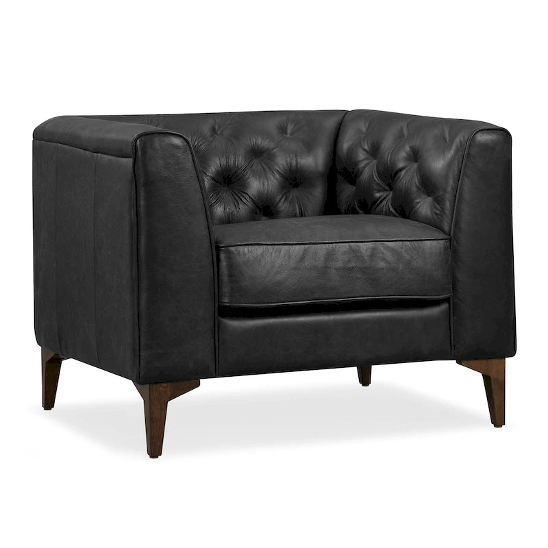 Fauteuil Essex Poly & Bark - Cuir pleine fleur véritable italien