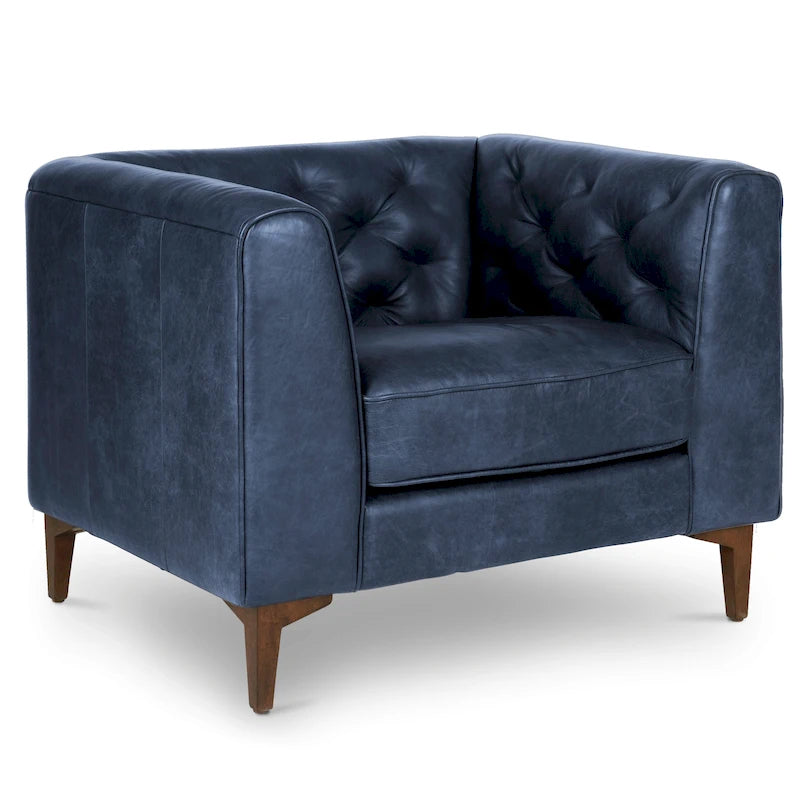 Fauteuil Essex Poly & Bark - Cuir pleine fleur véritable italien