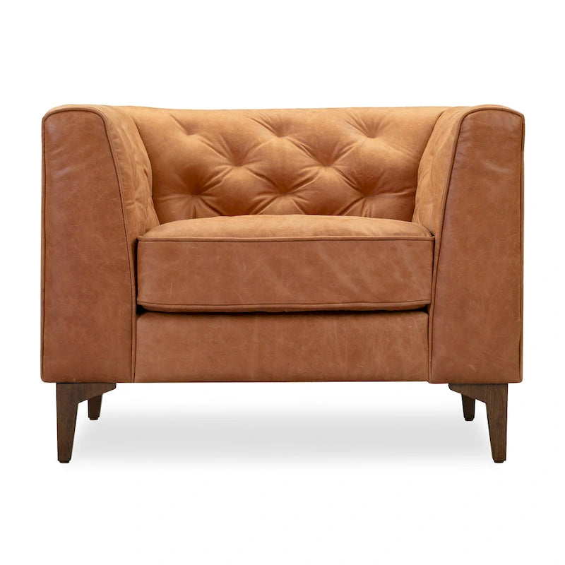 Fauteuil Essex Poly & Bark - Cuir pleine fleur véritable italien