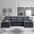 Canapé sectionnel modulable en U gris moderne avec double méridienne
