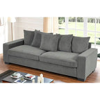 Canapé de salon de luxe avec 5 coussins décoratifs complémentaires, revêtement en velours côtelé doux, design épuré, grande taille
