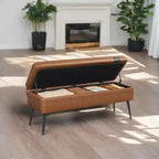 Banc coffre de rangement, Banc de lit ou d'entrée, Banc de rangement avec charnières de sécurité, Supporte 300 kg